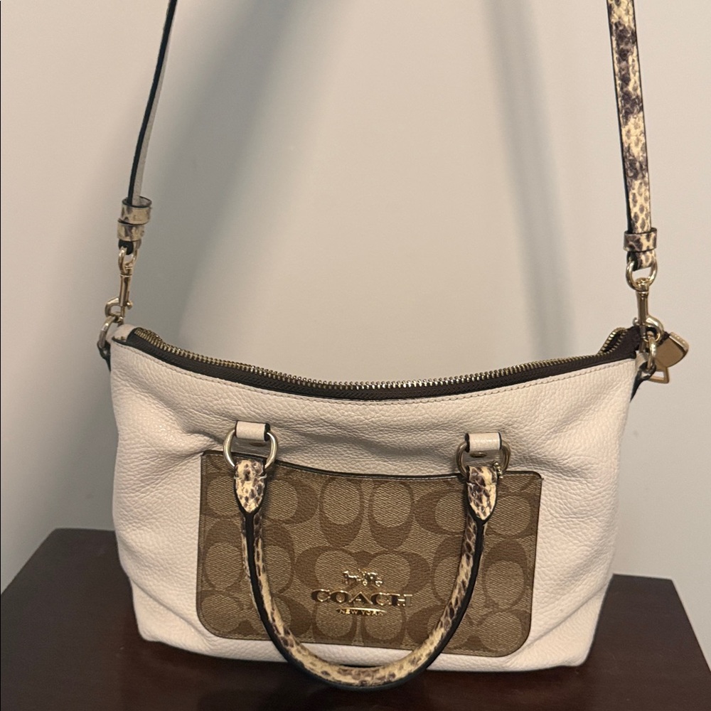 Coach Cream and Tan Crossbody Bag